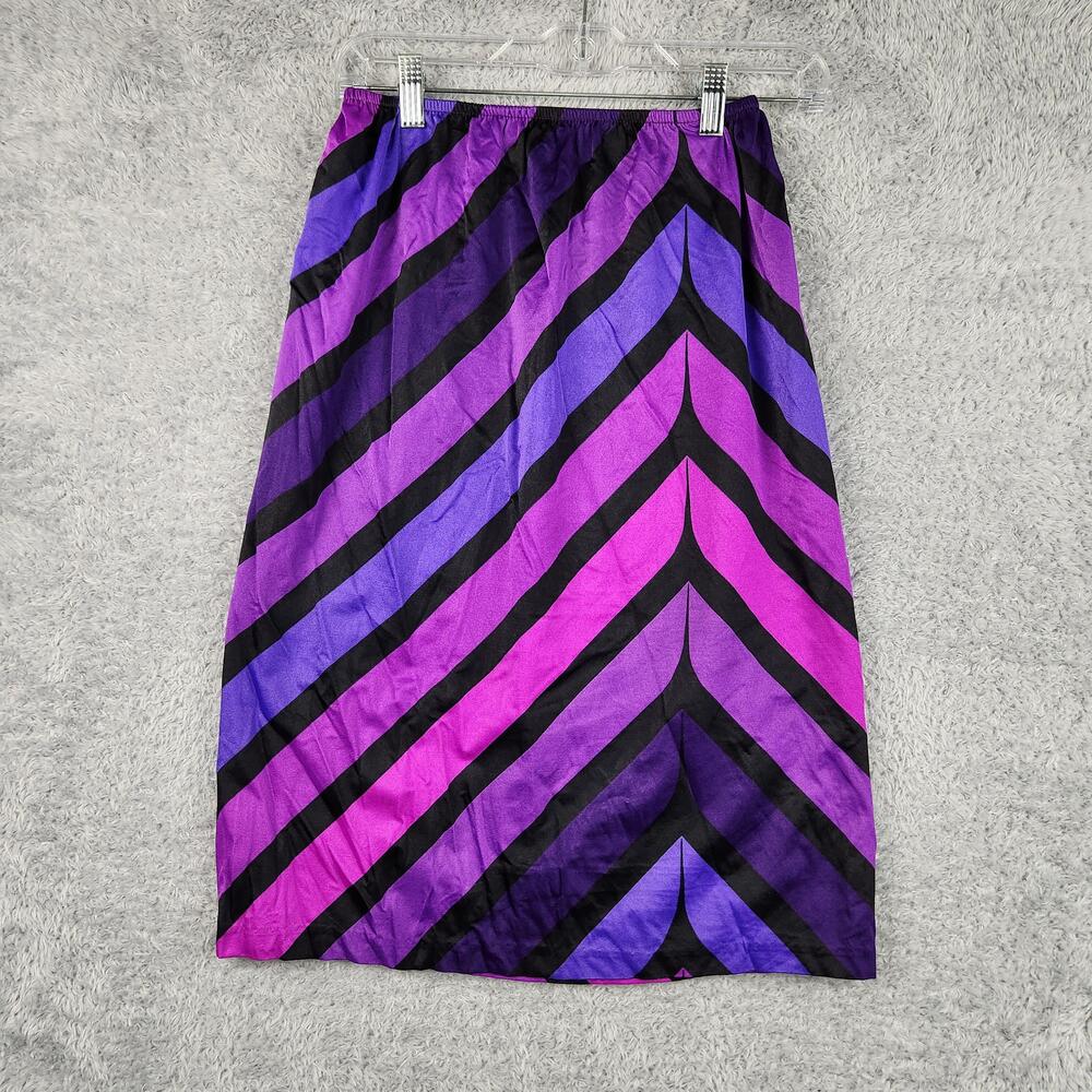 Vintage Catalina Skirt Womens Small Purple Stripe Satin Whimsigoth Boho 80s 90s